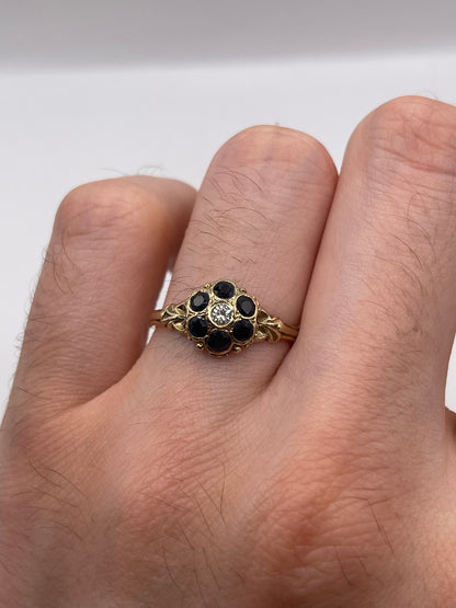 9ct gold sapphire and diamond ring