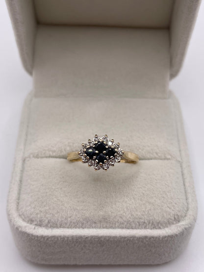 9ct gold sapphire and diamond ring
