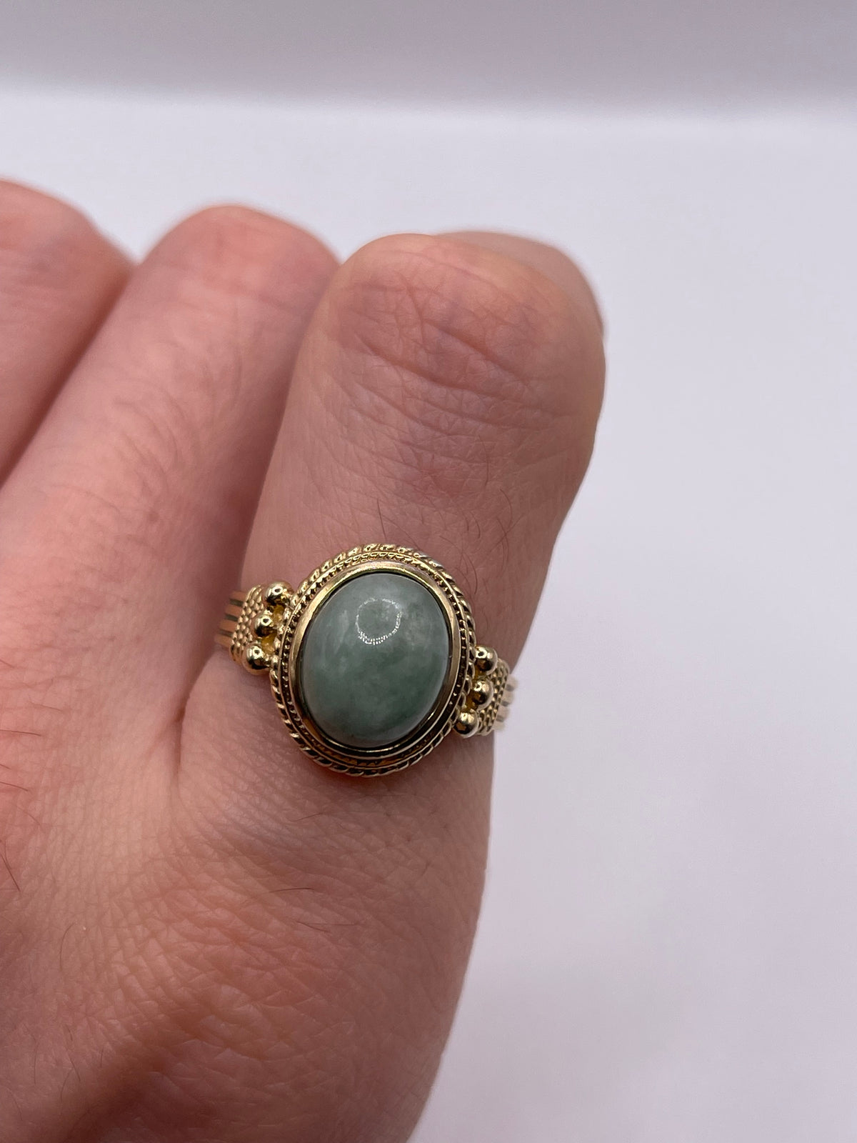 9ct two tone gold aventurine ring