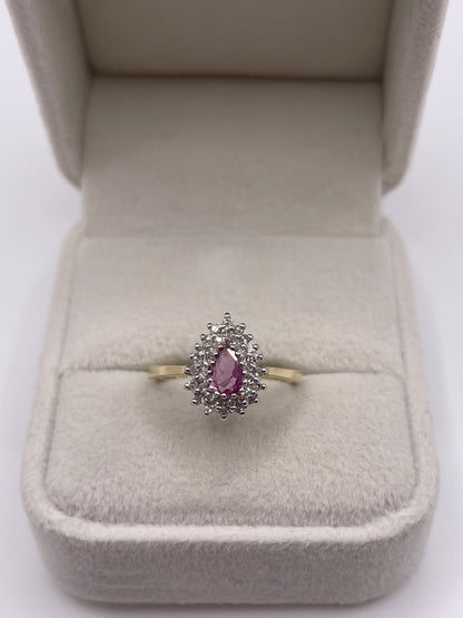 9ct gold ruby and diamond ring
