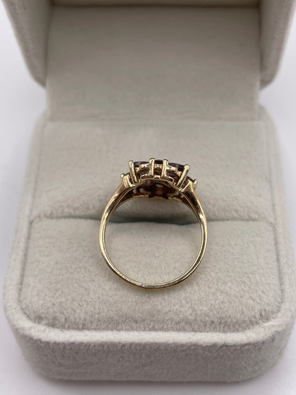 9ct gold quartz and zircon ring