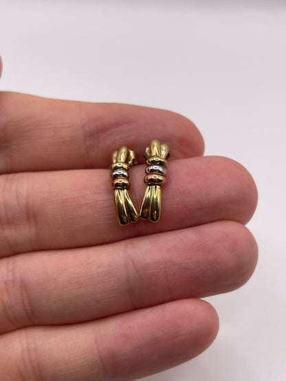 9ct tri gold earrings