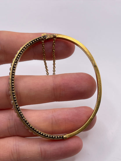 Antique 15ct gold pearl bangle