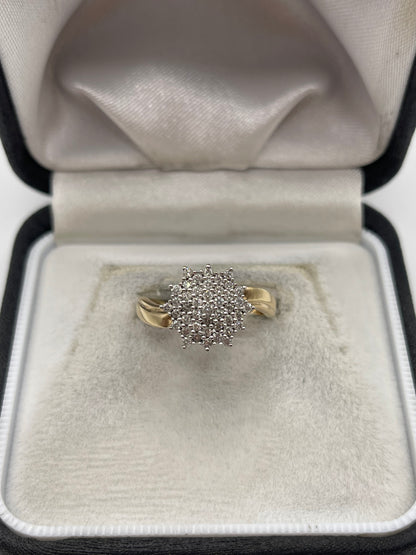 9ct gold diamond cluster ring