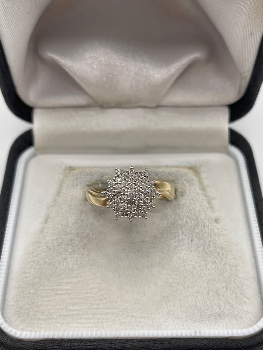 9ct gold diamond cluster ring