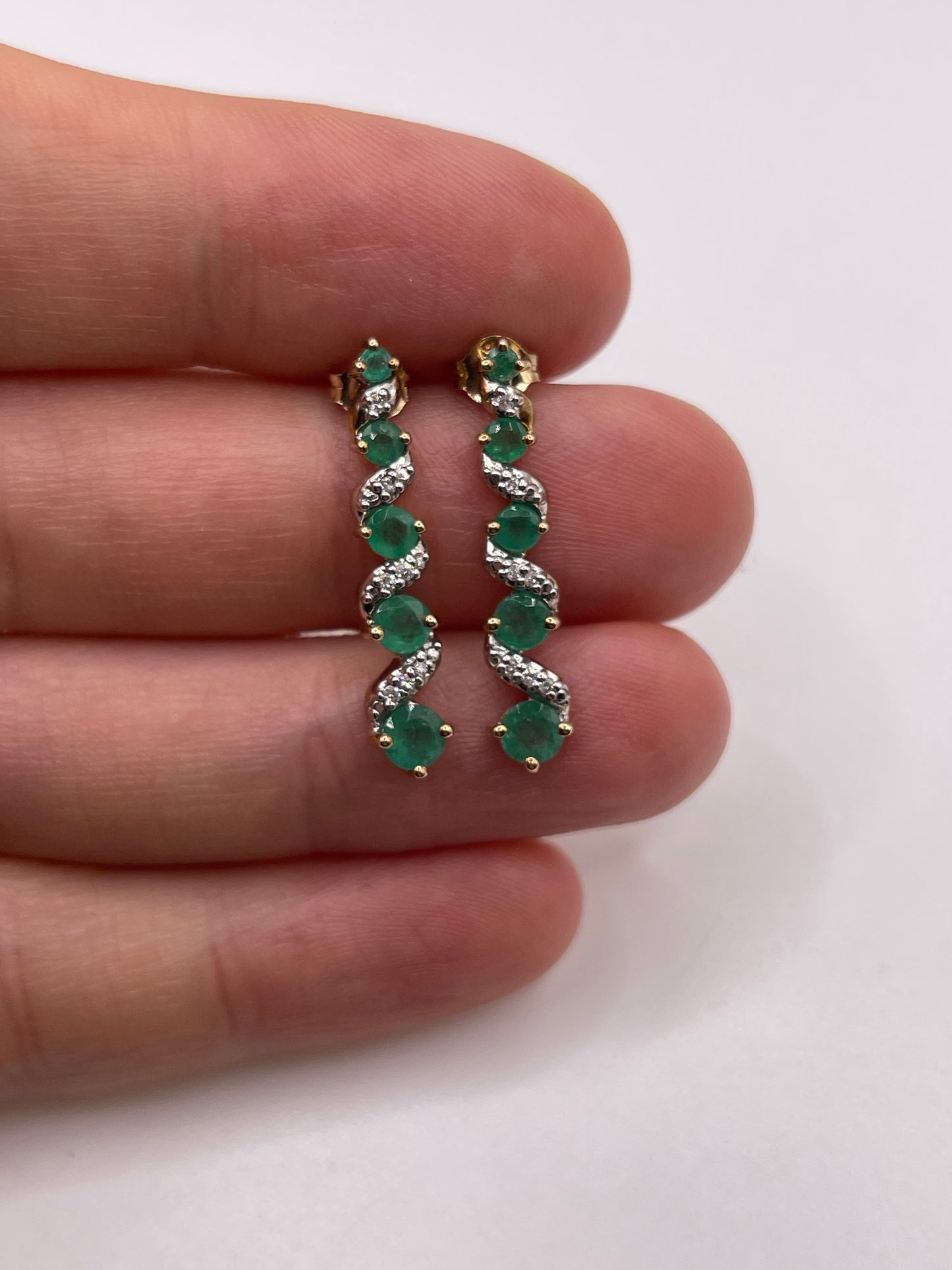 9ct gold emerald and diamond earrings
