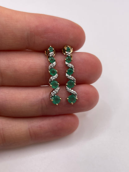 9ct gold emerald and diamond earrings