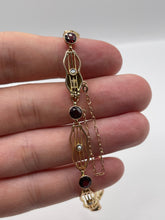 Load image into Gallery viewer, Antique 9ct rose gold garnet and pearl bracelet
