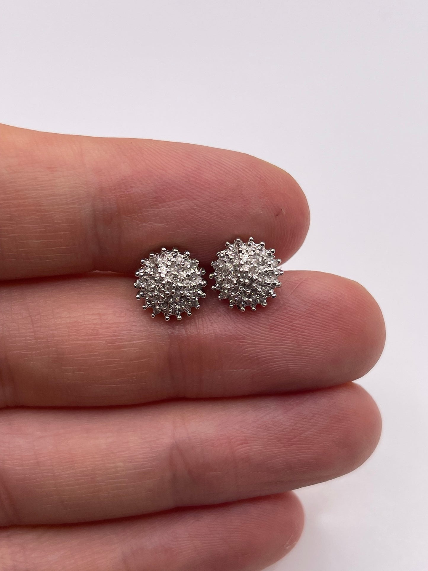 9ct gold diamond cluster earrings