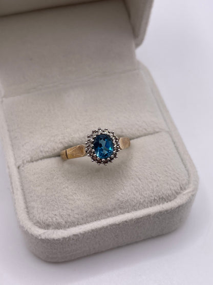 9ct gold topaz and diamond ring