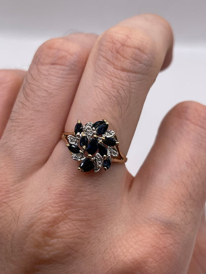 9ct gold sapphire and diamond ring