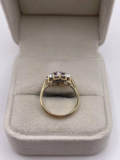 9ct gold ruby and diamond cluster ring