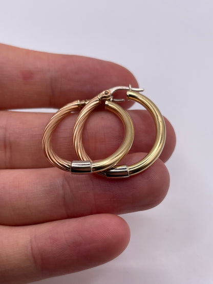 9ct tri gold creole earrings