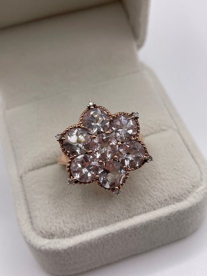 9ct rose gold morganite and diamond ring