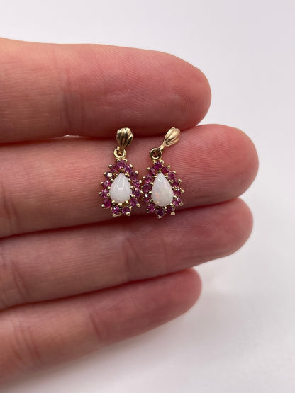 9ct gold opal and ruby earrings