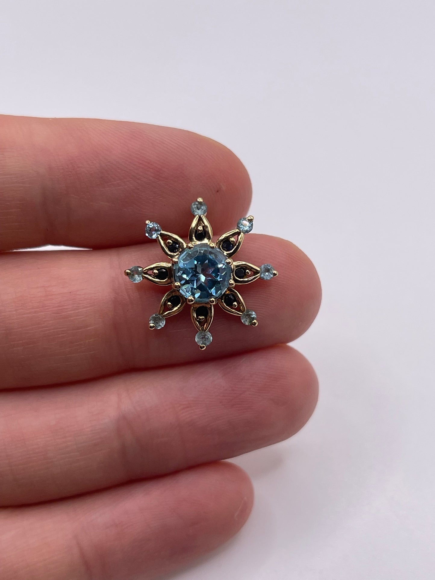 9ct gold topaz and sapphire pendant