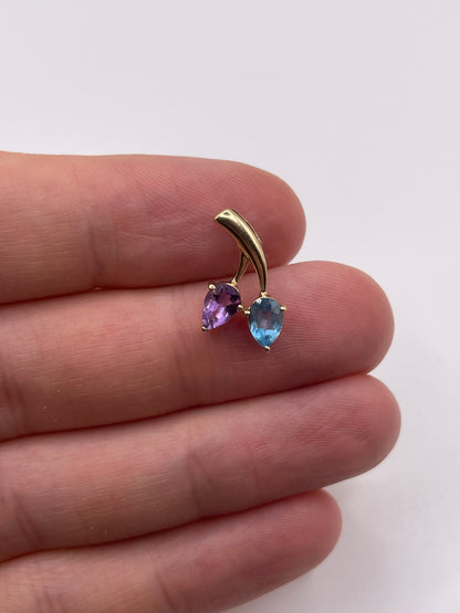 9ct gold topaz and amethyst pendant