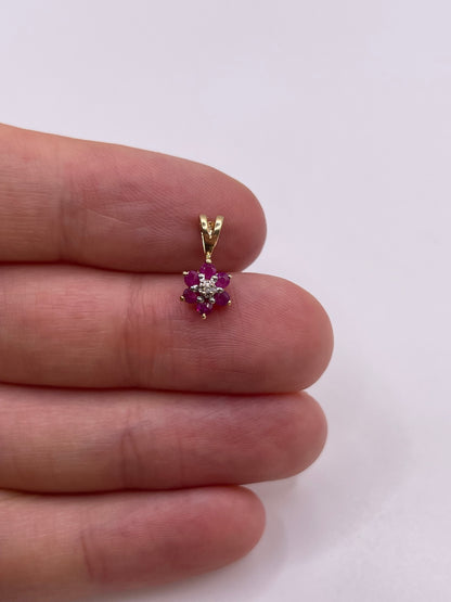 9ct gold ruby and diamond pendant