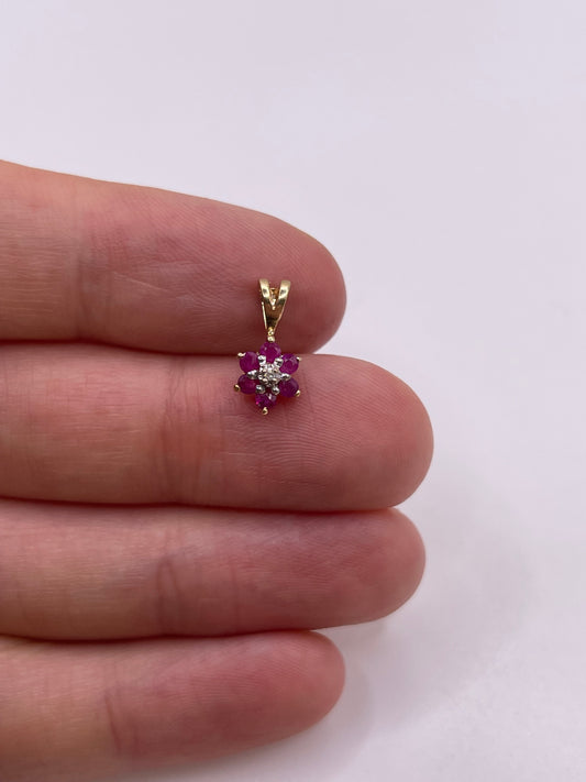 9ct gold ruby and diamond pendant
