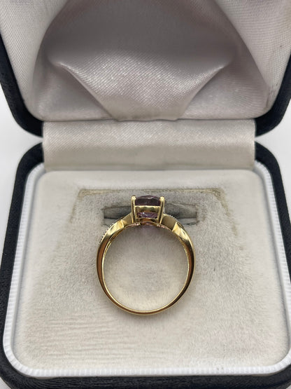 9ct gold pink topaz and diamond ring