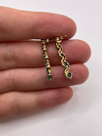 9ct gold emerald and diamond earrings
