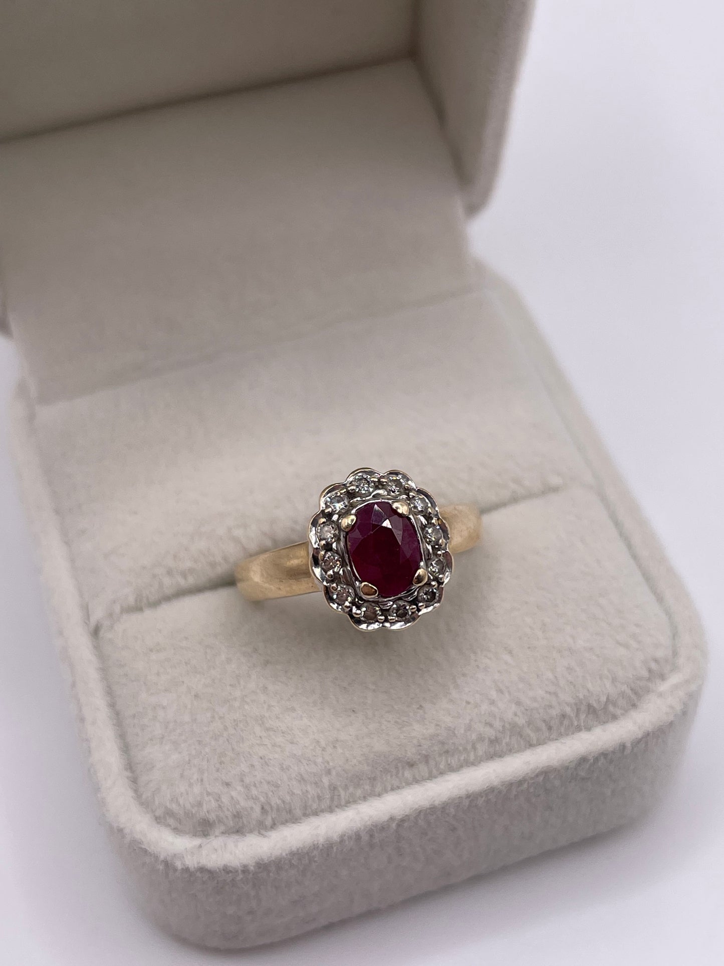 9ct gold ruby and diamond ring