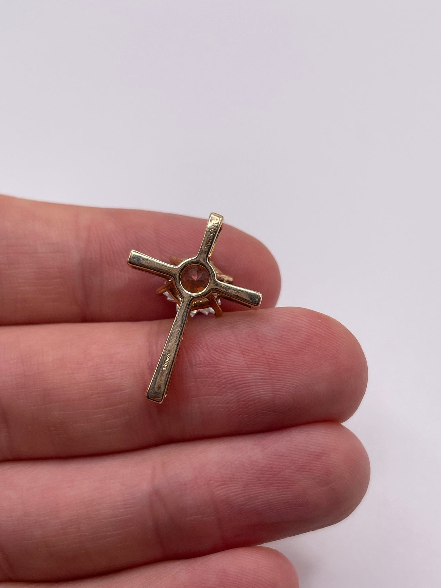 9ct gold topaz and diamond cross pendant