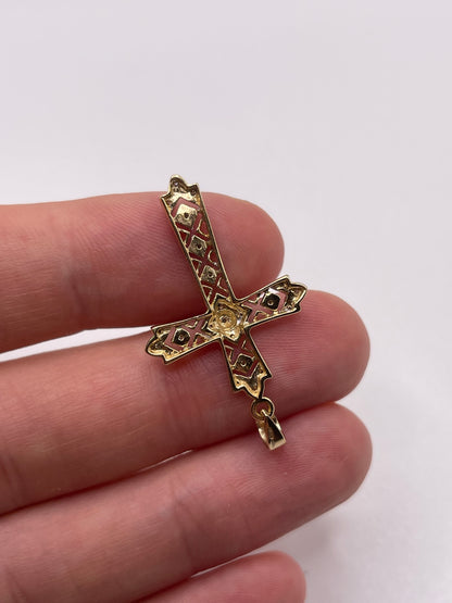 9ct gold diamond cross pendant