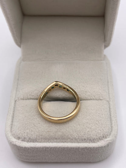 9ct gold emerald and cz wishbone ring
