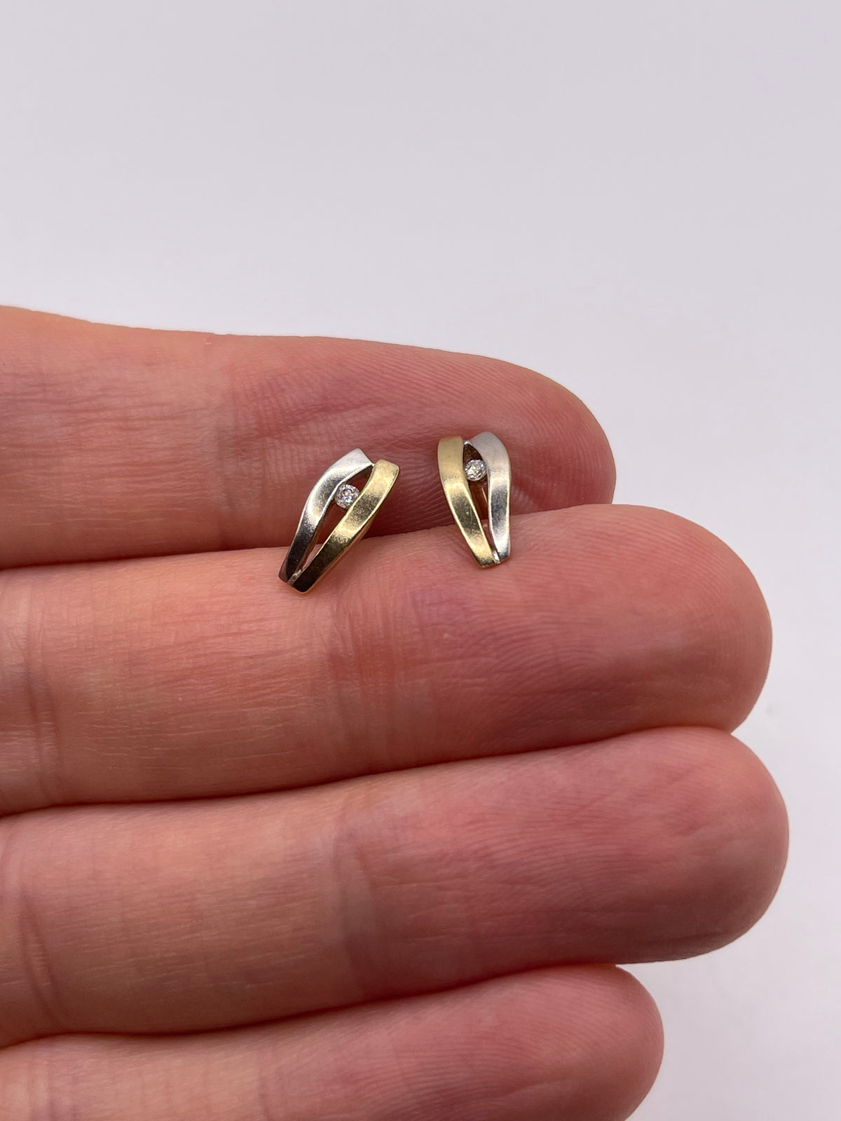 9ct two tone gold diamond earrings