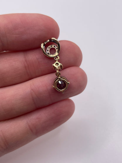 9ct gold garnet, morganite and diamond pendant