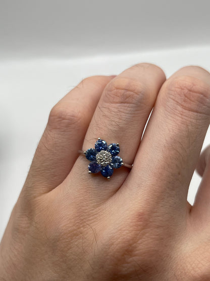 18ct white gold tanzanite and diamond ring