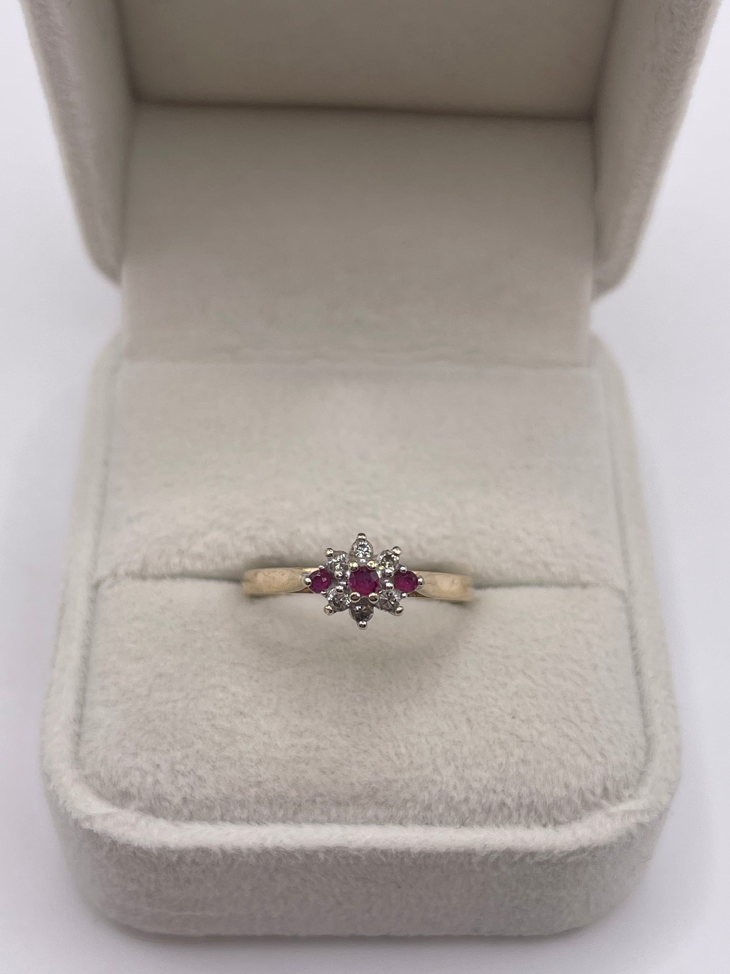 9ct gold ruby and diamond ring