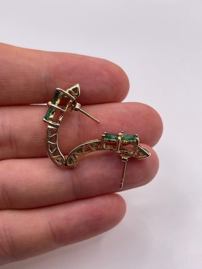 9ct gold emerald cluster earrings