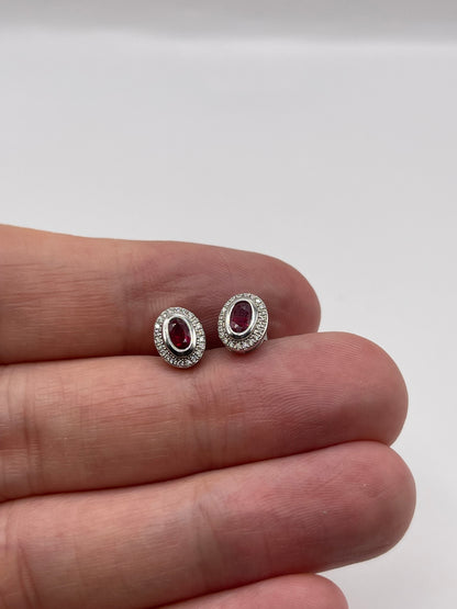 18ct white gold ruby and diamond earrings