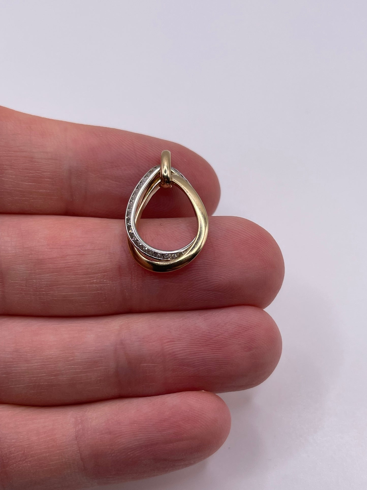 9ct two tone gold diamond pendant