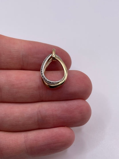 9ct two tone gold diamond pendant