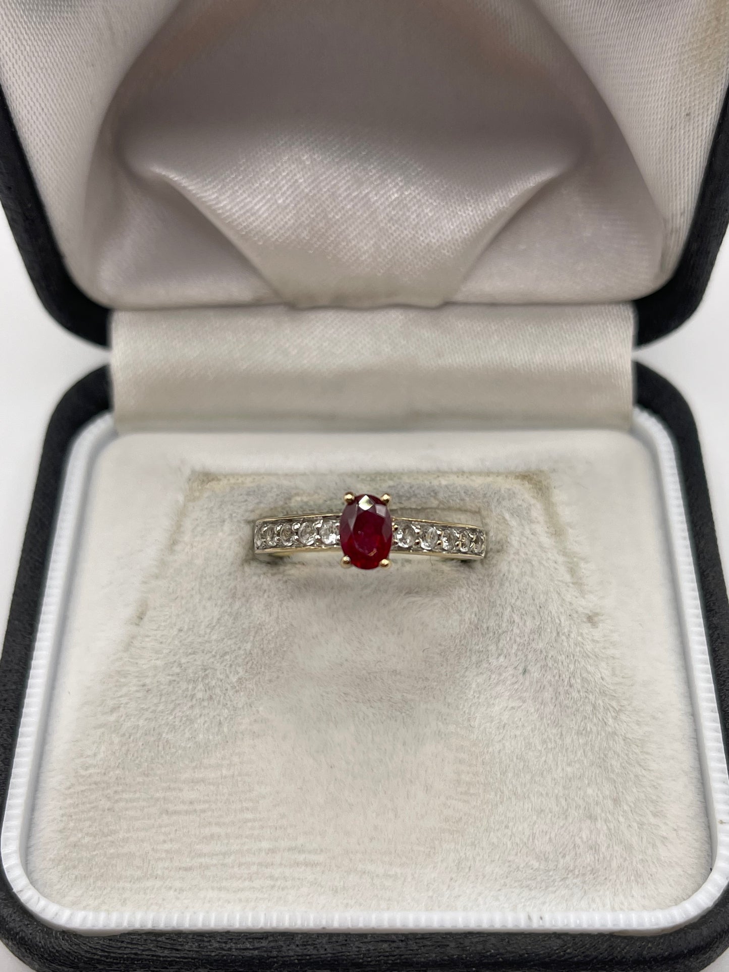 9ct gold ruby and zircon ring