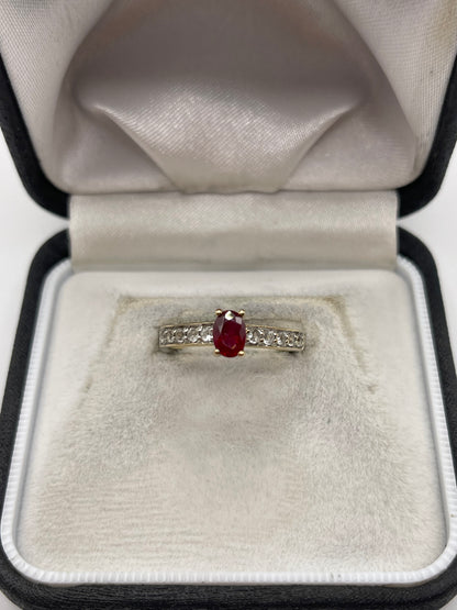 9ct gold ruby and zircon ring