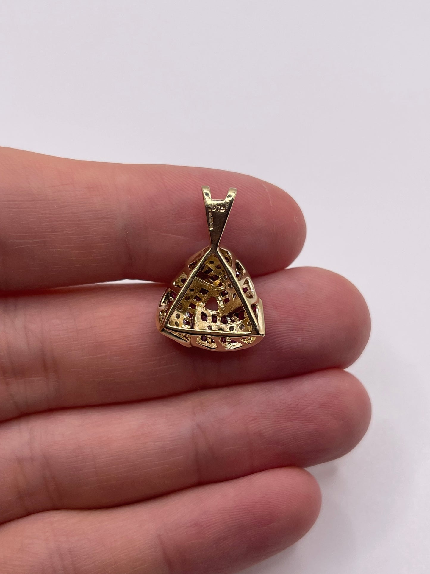9ct gold ruby and diamond pendant