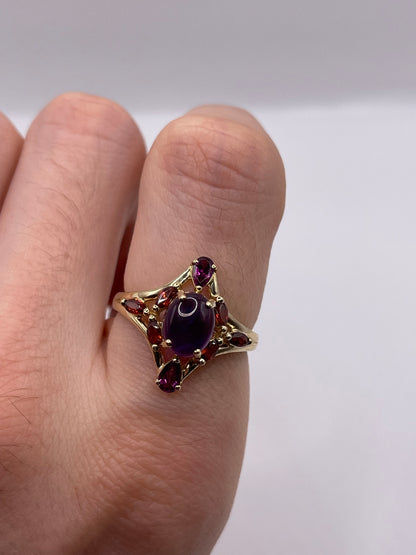 9ct gold amethyst and garnet ring