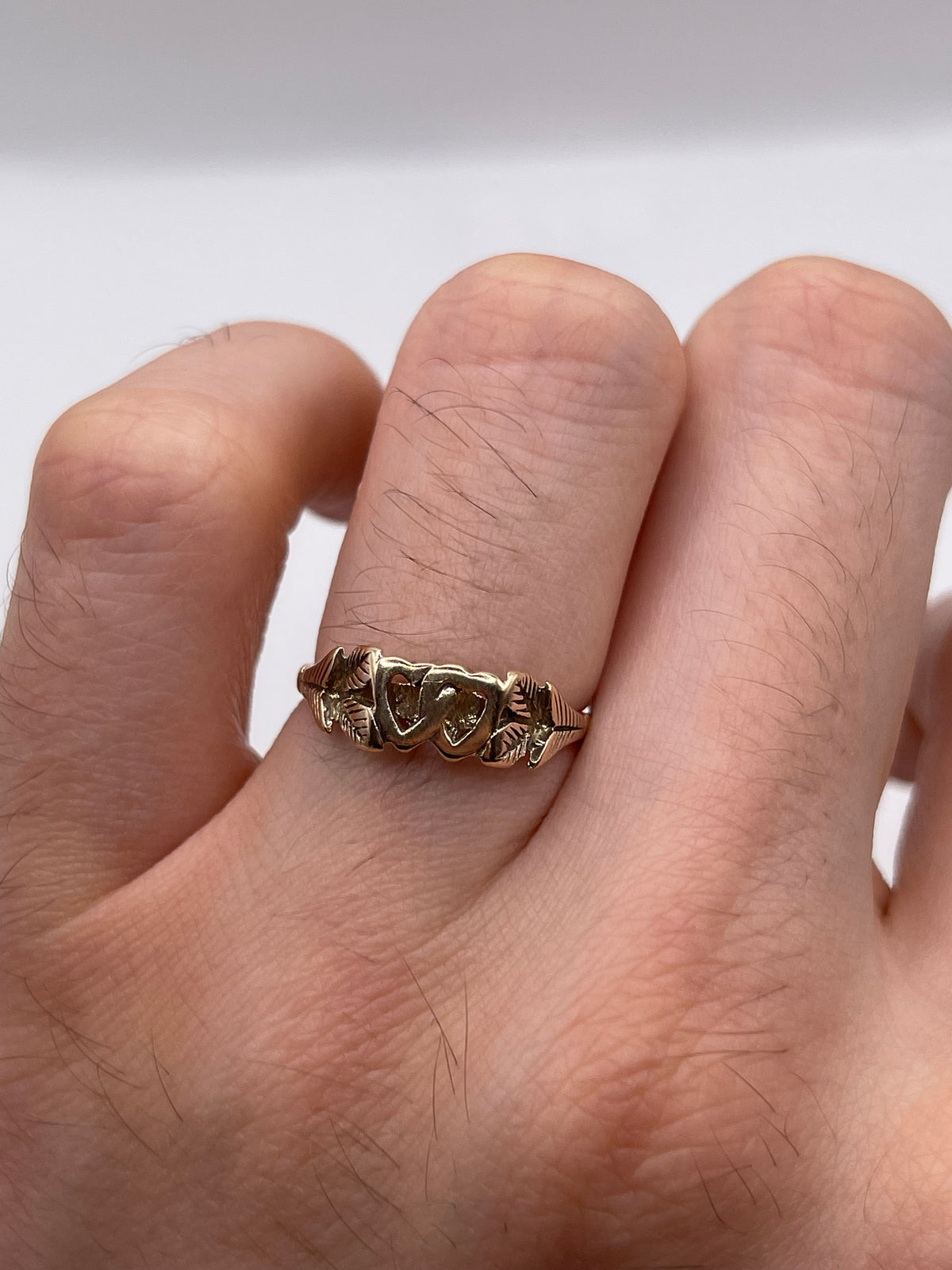 9ct gold double heart ring