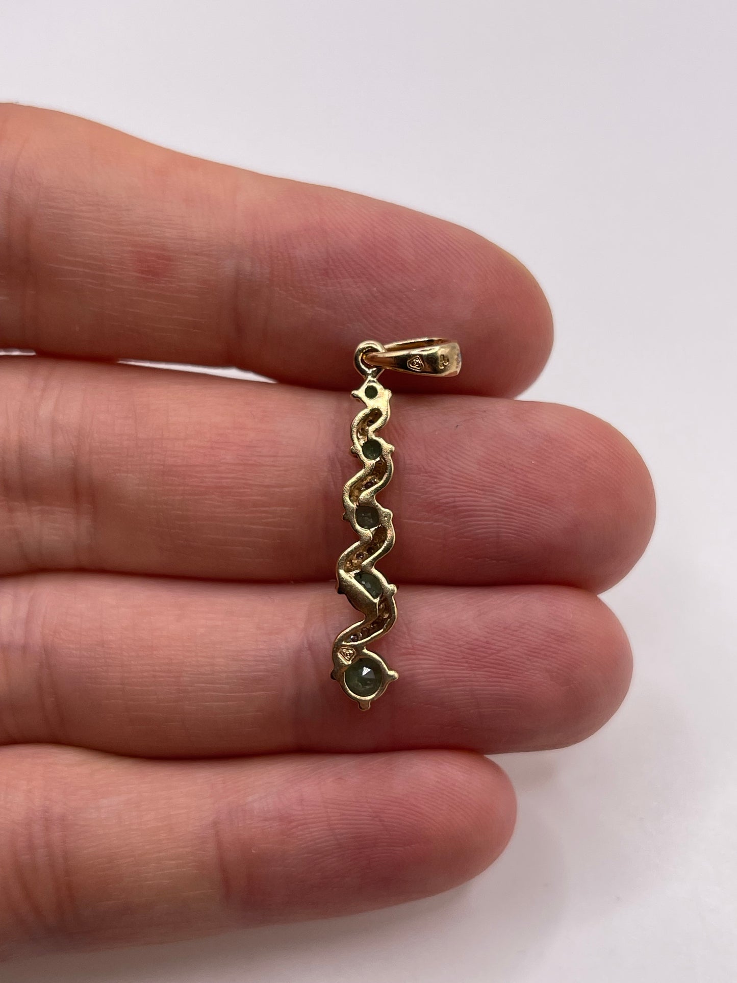 9ct gold emerald and diamond pendant