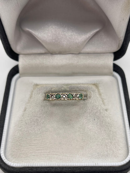 9ct gold emerald and diamond ring