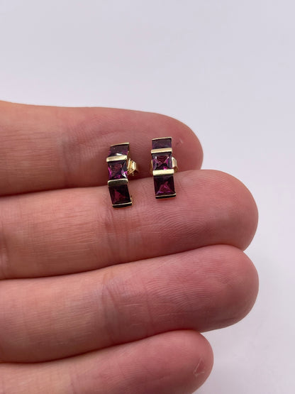 9ct gold almandine garnet earrings