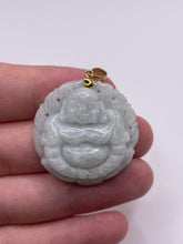 Load image into Gallery viewer, 14ct gold jade Buddha pendant
