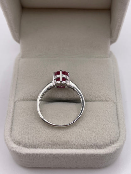 9ct white gold ruby and zircon ring