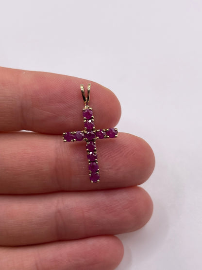 9ct gold ruby cross pendant