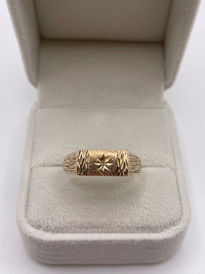 9ct gold diamond signet ring