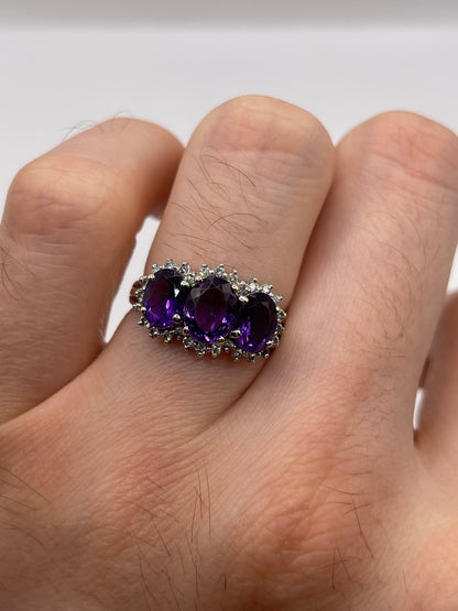 9ct gold amethyst and diamond ring